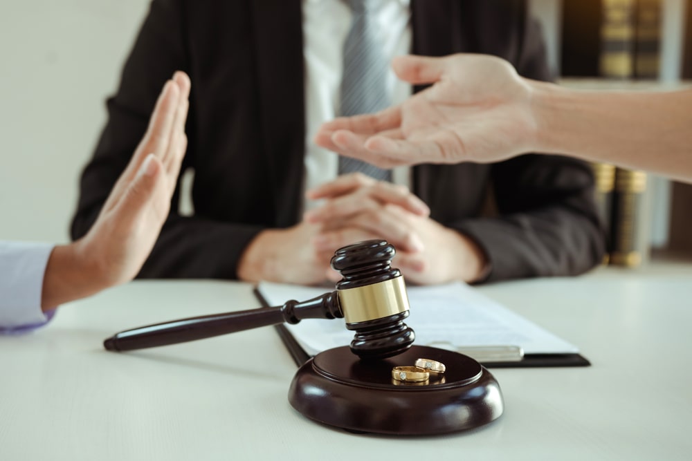 A Couple Arguing Next To A Divorce Lawyer