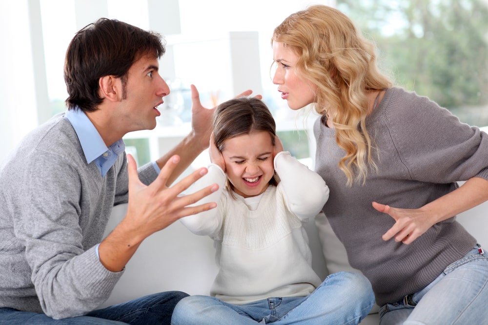 A Couple Screaming At Each Other Over A Child Who Is Covering His Ears