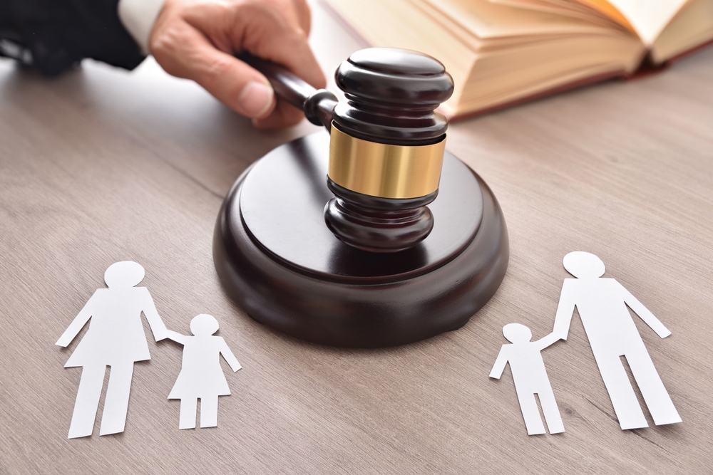 gavel for family court child custody on desk